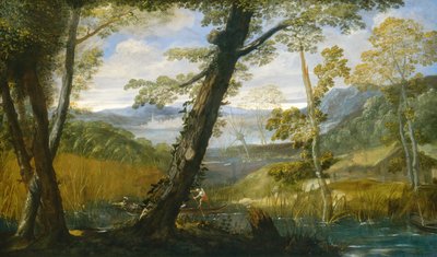 川の風景、1590年頃（キャンバスに油彩） 作： Annibale Carracci
