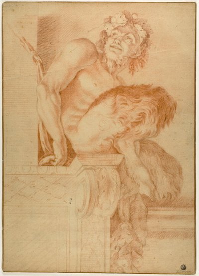 座るサテュロス 作： Annibale Carracci