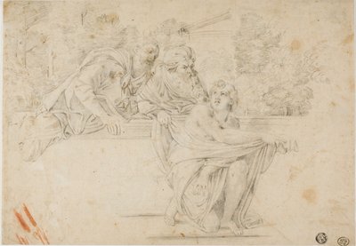 スザンナと長老たち (直訳); プロフィール 女性の頭 (裏面) 作： Annibale Carracci