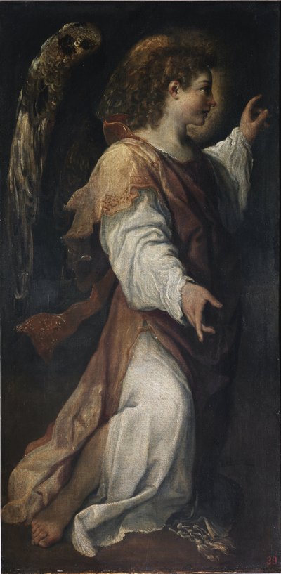 受胎告知の天使」細部（油彩・キャンバス、1587年頃 作： Annibale Carracci