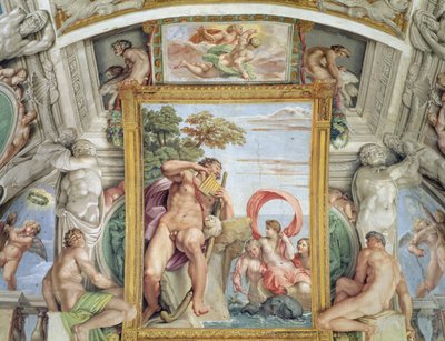 ポリフェムスとガラテアのガレリアカラッチカラッチホールの詳細、1597-1604年のフレスコ画 作： Annibale Carracci