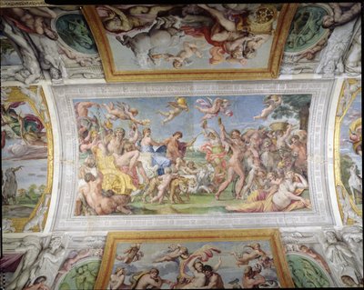 バッカスとアリアドネの勝利のガレリアディカラッチカラッチホールの細部、1597-1604年のフレスコ画 作： Annibale Carracci