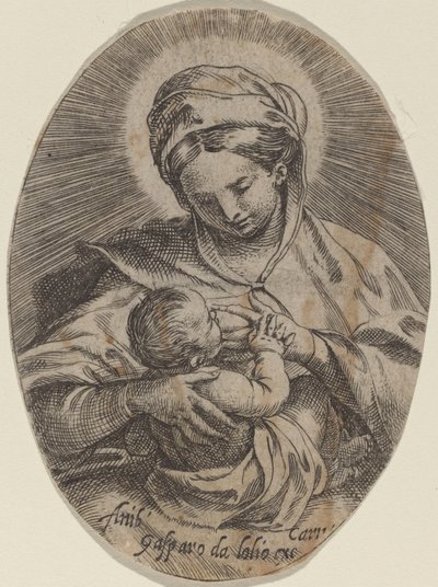 キリストの子供を看護するマドンナ 作： Annibale Carracci