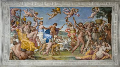 バッカスとアリアドネの勝利」カラッチ、アンニバレ（1560-1609）。フレスコ画、約1597年、ローマ、ファルネーゼ宮 作： Annibale Carracci