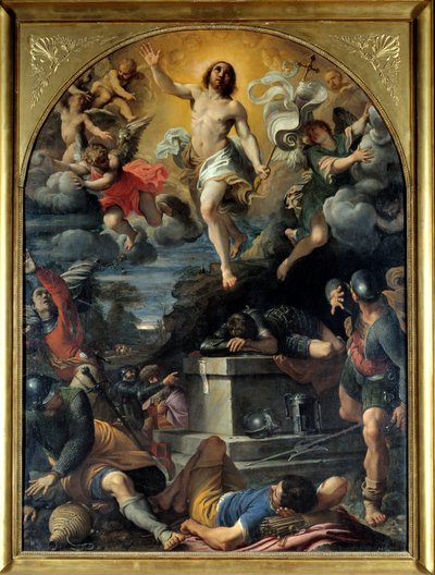 キリストの蘇生。アンニバル・カラッチ・ディ・カラッチ（1560-1609）の絵画 作： Annibale Carracci
