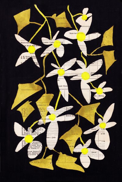 鮮やかな花のコラージュ 作： Annick