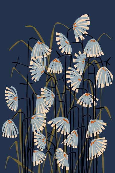 スタイリッシュなネイビーの花柄 作： Annick