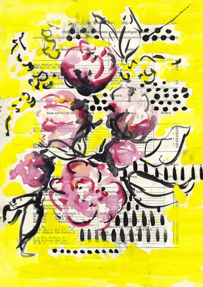 鮮やかなピンクの花 作： Annick