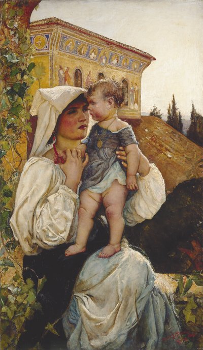 イタリアの母子 作： Annie Louisa Swynnerton