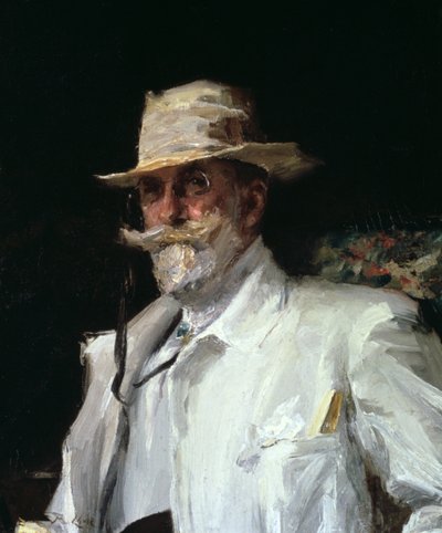 ウィリアム・メリット・チェイスの肖像、アメリカの印象派の画家、c1910 作： Annie Traquair Lang