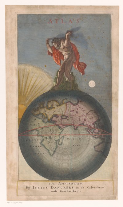 地球上のアトラス タイトルページ: Justus Danckerts, Atlas, s.a. 作： Anonymous