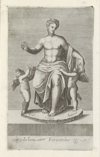 Beeldengroep は Venus tussen Eros en Anteros に会いました ローマのアンティーク彫刻（シリーズタイトル） 公共の場所で見られるローマ市の古代の彫像のアイコン (シリーズ タイトル) 作： Anonymous