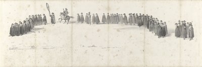 1849 年 4 月 4 日にデルフトで行われた故ヴィレム 2 世の葬儀 (2 ページ) 1849 年のウィリアム 2 世の葬列の連続した 5 枚のシート (シリーズ タイトル) 作： Anonymous