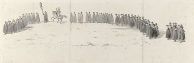 1849 年 4 月 4 日にデルフトで行われた故ヴィレム 2 世の葬儀 (2 ページ) 1849 年のウィリアム 2 世の葬列の連続した 5 枚のシート (シリーズ タイトル) 作： Anonymous