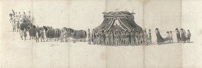 1849 年 4 月 4 日にデルフトで行われた故ヴィレム 2 世の葬儀 (4 ページ) 1849 年のウィリアム 2 世の葬列の連続した 5 枚のシート (シリーズ タイトル) 作： Anonymous