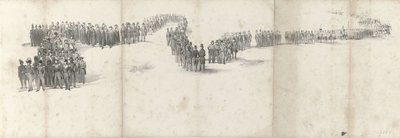 1849 年 4 月 4 日にデルフトで行われた故ウィレム 2 世の葬儀 (5 ページ) 1849 年のウィリアム 2 世の葬列の連続した 5 枚のシート (シリーズ タイトル) 作： Anonymous