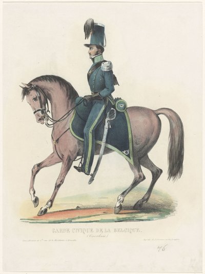 馬に乗ったベルギーの自警団、1830年 Garde Civique de la Belgique (騎兵) (オブジェクトのタイトル) 作： Anonymous