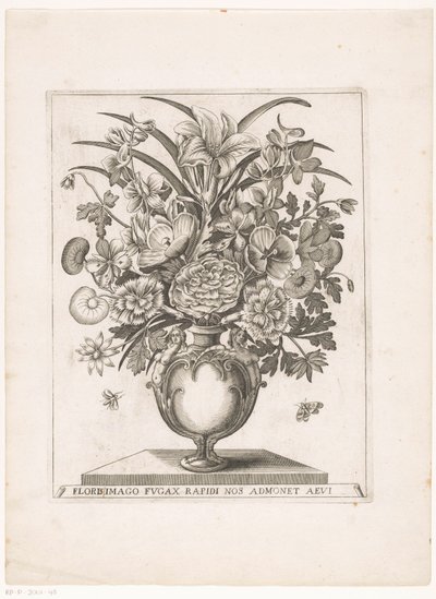 Bloemen in vaas met halffiguren 花のイメージがすばやく点滅し、私たちに時代を思い出させます (オブジェクトのタイトル) 作： Anonymous
