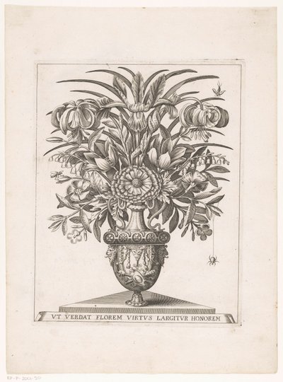 Bloemen in vaas met leeuwenkoppen (オブジェクトのタイトル) 作： Anonymous