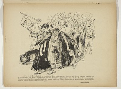 農家の女性と子供たちがイギリス兵によって強制収容所に連れて行かれる 作： Anonymous