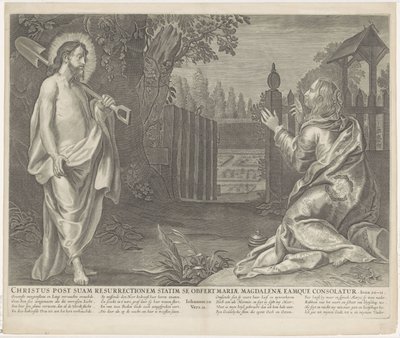 Christus verchicht als tuinman aan Mary Magdalene (Do not touch me) 復活直後のキリストがマグダラのマリアに姿を現し、彼女を慰める（題名） ロイヤル・バイベル（シリーズタイトル） 作： Anonymous