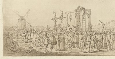 絞首台に吊るされたレーデンバーグの棺、1619年 作： Anonymous
