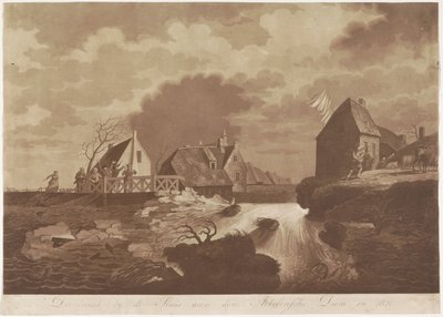 ホリンヘム近くのアルケルダムの決壊、1820 年 1820 年の Sluis aan den Arkelsche ダムの決壊 (オブジェクトのタイトル) 作： Anonymous
