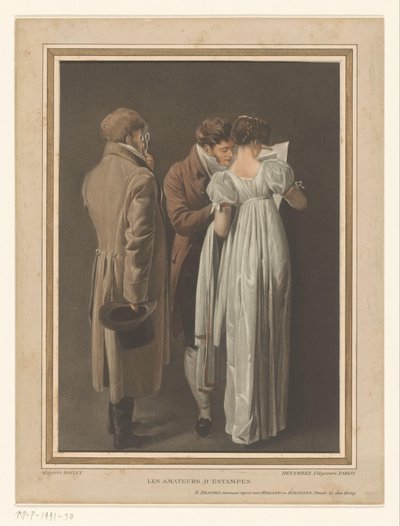 3人の訪問者が版画を見る Les Amateurs d