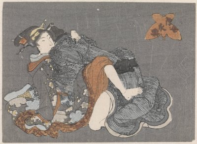 座っている女性を抱きしめる男性 雷光と地上のクモ（シリーズタイトル） 作： Anonymous
