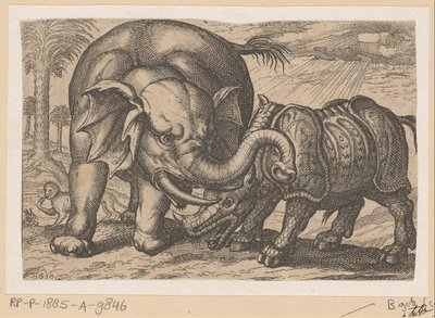 サイがゾウと戦う 戦う動物 (コピー) (シリーズのタイトル) 作： Anonymous