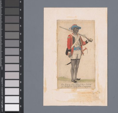 イギリス東インド会社に仕える黒人兵士 Ein Seapoy, oder Ostindischer Soldat im Dienst der Englischen Compagnie (オブジェクトのタイトル) 作： Anonymous