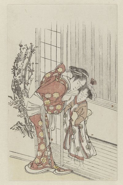 ささやく女性と女の子 作： Anonymous
