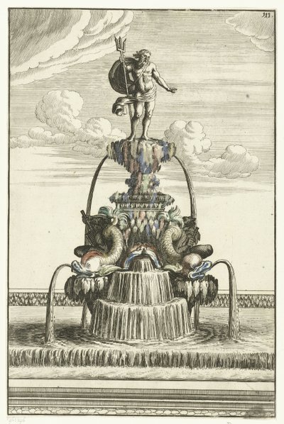 ネプチューン像のある噴水 Architectura Curiosa Nova (シリーズタイトル) 作： Anonymous