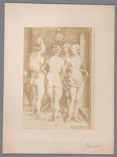 アルブレヒト・デューラーによる 4 人の裸の女性の版画の複製写真 作： Anonymous