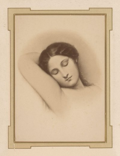 眠っている女性の絵の複製写真 作： Anonymous