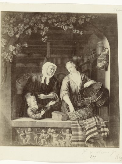 フランス・ファン・ミエリス2世の絵画「食料品店の女性」の写真複製 アムステルダム美術館。 Un Magasin d