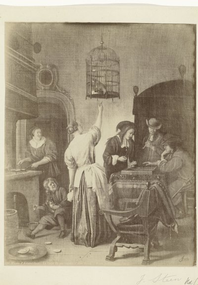 絵画の写真複製 Jan Steenによるオウムの檻 アムステルダム美術館。 La Cage du Perroquet - Jan Steen (オブジェクトのタイトル) 作： Anonymous