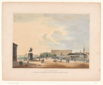 Gezicht op Gustav Adolfs torg、テ ストックホルム ストックホルム。 Gustaf Adolfs torg からの Norrbro の眺め (オブジェクトのタイトル) 作： Anonymous