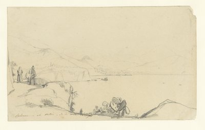 サレルノとヴィエトリの景色、前景に湖沿いの道 作： Anonymous