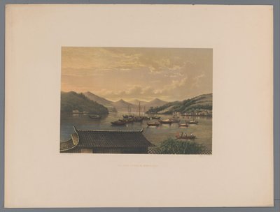 Gezicht op de baai van Nagasaki 南ヶ崎湾の眺め（タイトルは天体） 自然から見た日本のおみやげ ラインデン伯爵のテキスト付き (オブジェクトのシリーズ タイトル) 作： Anonymous