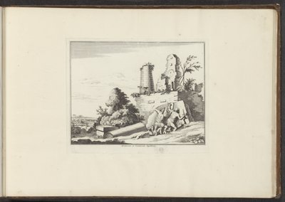 ローマのホラティウスとキュラティウスの墓の遺跡の眺め Horatiorum et Curatiorum Sepulchrum (オブジェクトのタイトル) ヴェネツィア、リヴォルノ、ナポリ、ローマの宮殿とモニュメント (シリーズ タイトル) 作： Anonymous