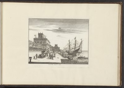 ナポリの海岸にある王宮の眺め Veue du Palais Royael &c: à Naples (オブジェクトのタイトル) ヴェネツィア、リヴォルノ、ナポリ、ローマの宮殿とモニュメント (シリーズ タイトル) 作： Anonymous