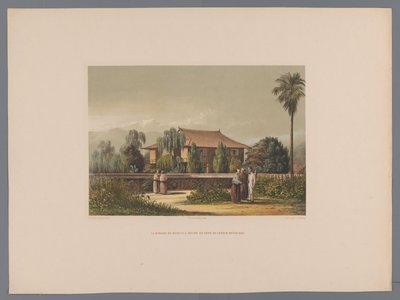 植物園を手前にした出島医院の眺め La demeure du médecin à Desima au font du jardin botanique (オブジェクトのタイトル) 日本の記念品 自然の風景 avec texte par le comte de Lijnden (obj のシリーズ タイトル) 作： Anonymous