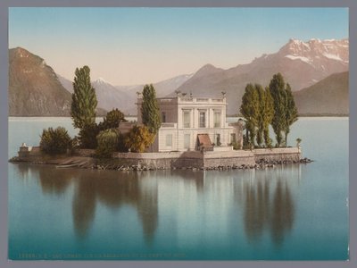 ジュネーブ湖のイル ド サラニョンの眺め、背景にへこみデュ ミディ lac Léman, Ile de Salagnon et la Dent du Midi (オブジェクトのタイトル) 作： Anonymous