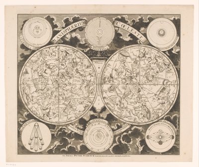 北と南の星座を含む天体図 Planisphaerium coeleste (オブジェクトのタイトル) 作： Anonymous
