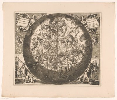 北の星座を含む天体図 Haemisphaerium stellatum boreale cum subiecto haemisphaerio terrestri (オブジェクトのタイトル) 作： Anonymous