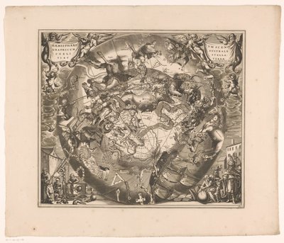 南の星座を含む天体図 Haemisphaerium scenographicum australe coeli stellati et terrae (オブジェクトのタイトル) 作： Anonymous