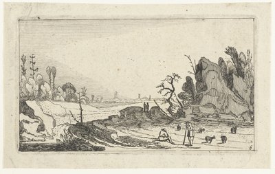 岩の近くの羊と羊飼い Esaias van de Velde (連載タイトル) 後の風景 作： Anonymous