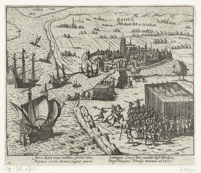 乞食によるデン・ブリエルの捕獲、1572年 作： Anonymous