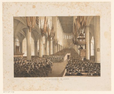 大学の 3 百周年の間にライデンの Pieterskerk の内部 作： Anonymous